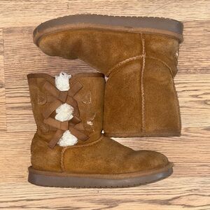 Warm Tan Koolaburra Kids Boots with Bow Accents